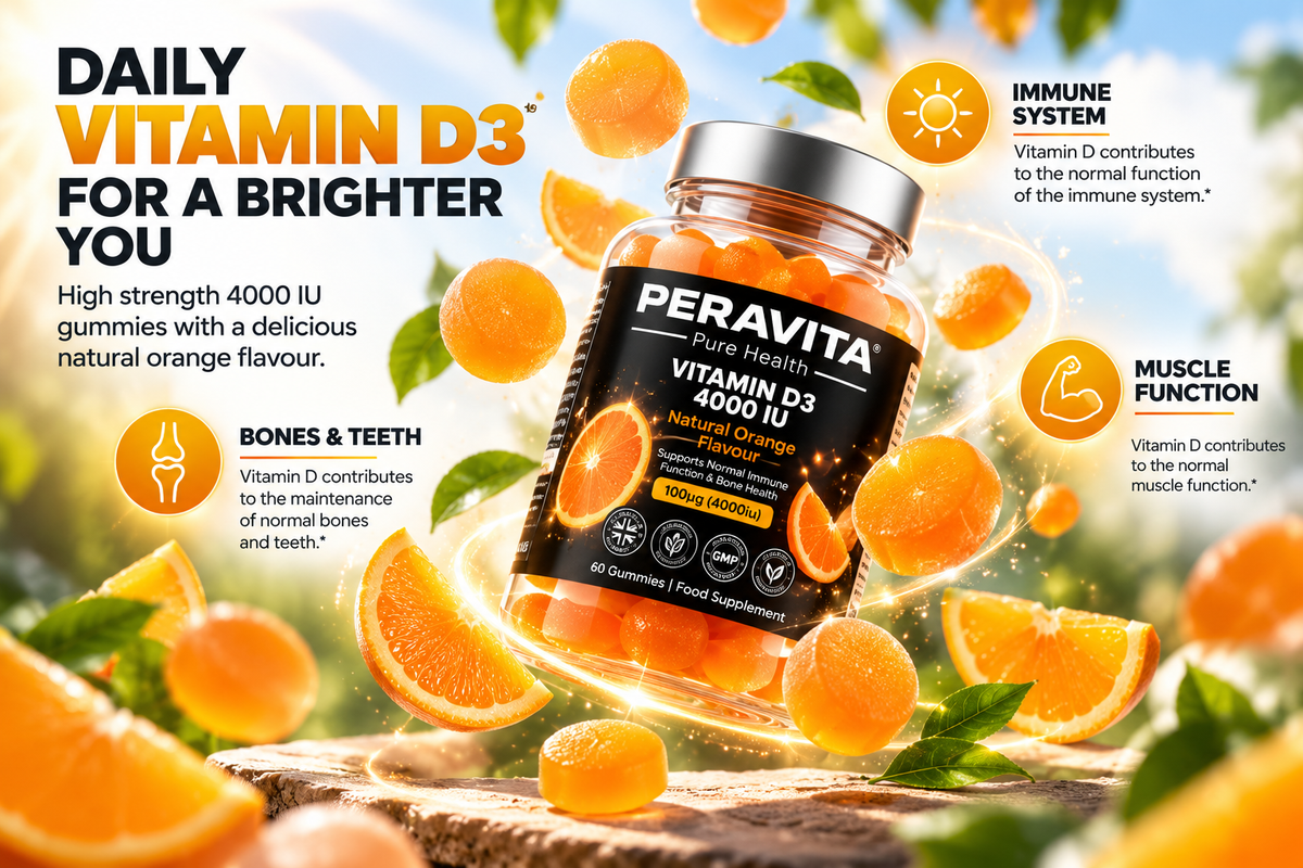 Vitamin D3 4000 IU Gummies | 60 Gummies by PERAVITA