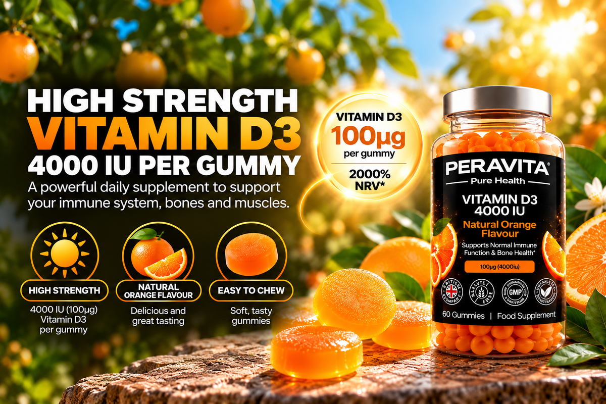 Vitamin D3 4000 IU Gummies | 60 Gummies by PERAVITA