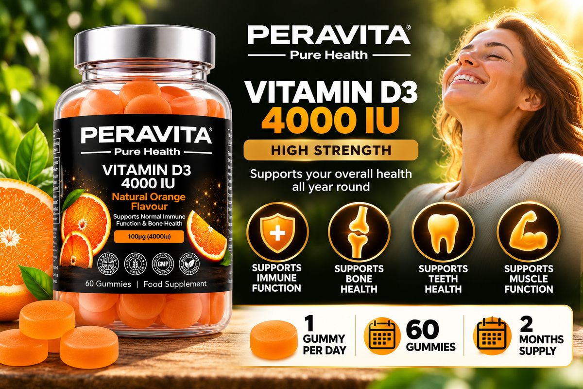 Vitamin D3 4000 IU Gummies | 60 Gummies by PERAVITA
