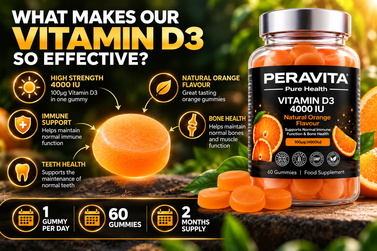 Vitamin D3 4000 IU Gummies | 60 Gummies by PERAVITA